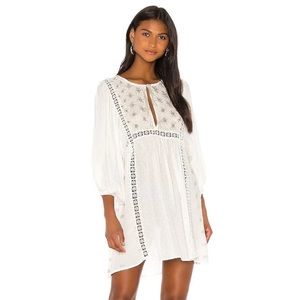 FREE PEOPLE Size XS Charlotte TUNIC TOP EMBROIDERED MINI DRESS IN IVORY New